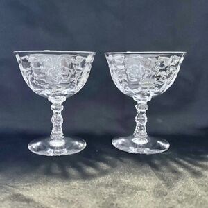 Vintage/Antique Fostoria Navarre Set of 2 Short Champagne Glasses